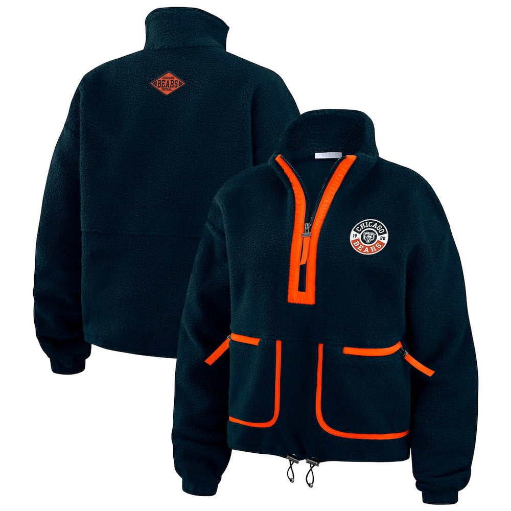 Chicago Bears WEAR by Erin Andrews Women's Polar Fleece Half-Zip Jacket Navy