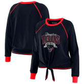 Houston Texans WEAR by Erin Andrews Women's Tie-Front Long Sleeve Top Navy/Red
