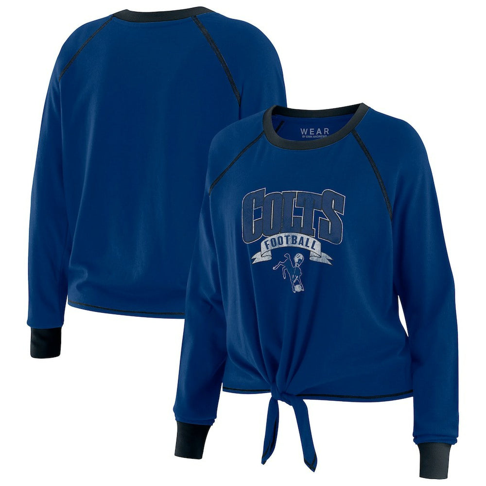 Indianapolis Colts WEAR by Erin Andrews Women's Tie-Front Long Sleeve Top Royal/Black