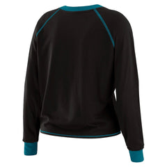 Jacksonville Jaguars WEAR by Erin Andrews Women's Tie-Front Long Sleeve Top Black/Teal