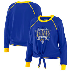 Los Angeles Rams WEAR by Erin Andrews Women's Tie-Front Long Sleeve Top Royal/Gold