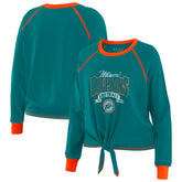 Miami Dolphins WEAR by Erin Andrews Women's Tie-Front Long Sleeve Top Aqua/Orange