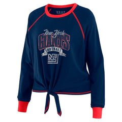 New York Giants WEAR by Erin Andrews Women's Tie-Front Long Sleeve Top Navy/Red