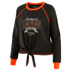 Cincinnati Bengals WEAR by Erin Andrews Women's Tie-Front Long Sleeve Top Black/Orange