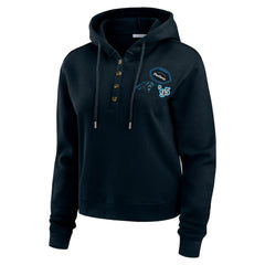 Carolina Panthers WEAR by Erin Andrews Women's Waffle Hoodie Pullover Top Navy