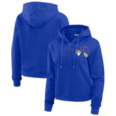 Los Angeles Rams WEAR by Erin Andrews Women's Waffle Hoodie Pullover Top Royal