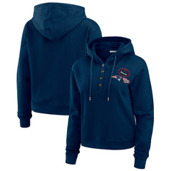 New England Patriots WEAR by Erin Andrews Women's Waffle Hoodie Pullover Top Navy