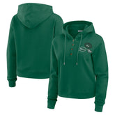 New York Jets WEAR by Erin Andrews Women's Waffle Hoodie Pullover Top Green