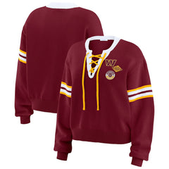 Washington Commanders WEAR by Erin Andrews Women's Lace-Up Pullover Sweatshirt Burgundy