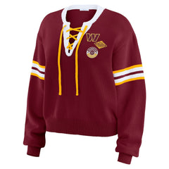 Washington Commanders WEAR by Erin Andrews Women's Lace-Up Pullover Sweatshirt Burgundy