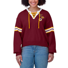 Washington Commanders WEAR by Erin Andrews Women's Lace-Up Pullover Sweatshirt Burgundy