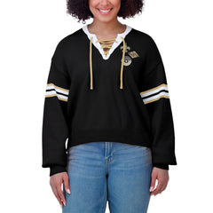 New Orleans Saints WEAR by Erin Andrews Women's Lace-Up Pullover Sweatshirt Black