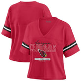 Arizona Cardinals WEAR by Erin Andrews Women's Color Block Boxy Modest Crop V-Neck T-Shirt Cardinal