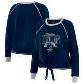 Dallas Cowboys WEAR by Erin Andrews Women's Tie-Front Long Sleeve Top Navy/