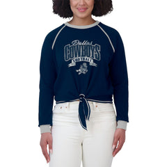 Dallas Cowboys WEAR by Erin Andrews Women's Tie-Front Long Sleeve Top Navy/