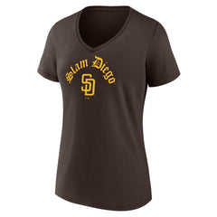 San Diego Padres Fanatics Women's Local V-Neck T-Shirt - Brown - Fanatics on Sale