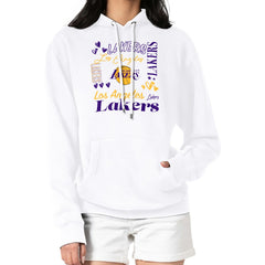 Los Angeles Lakers G-III 4Her by Carl Banks Women's Team Collage Graphic Fleece Pullover Hoodie White