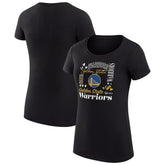 Golden State Warriors G-III 4Her by Carl Banks Women's Super-Slim Fit Lightweight Team Name Collage Graphic T-Shirt Black