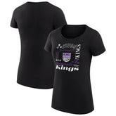 Sacramento Kings G-III 4Her by Carl Banks Women's Super-Slim Fit Lightweight Team Name Collage Graphic T-Shirt Black