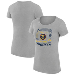 Denver Nuggets G-III 4Her by Carl Banks Women's Super-Slim Fit Lightweight Team Name Collage Graphic T-Shirt Heather Gray
