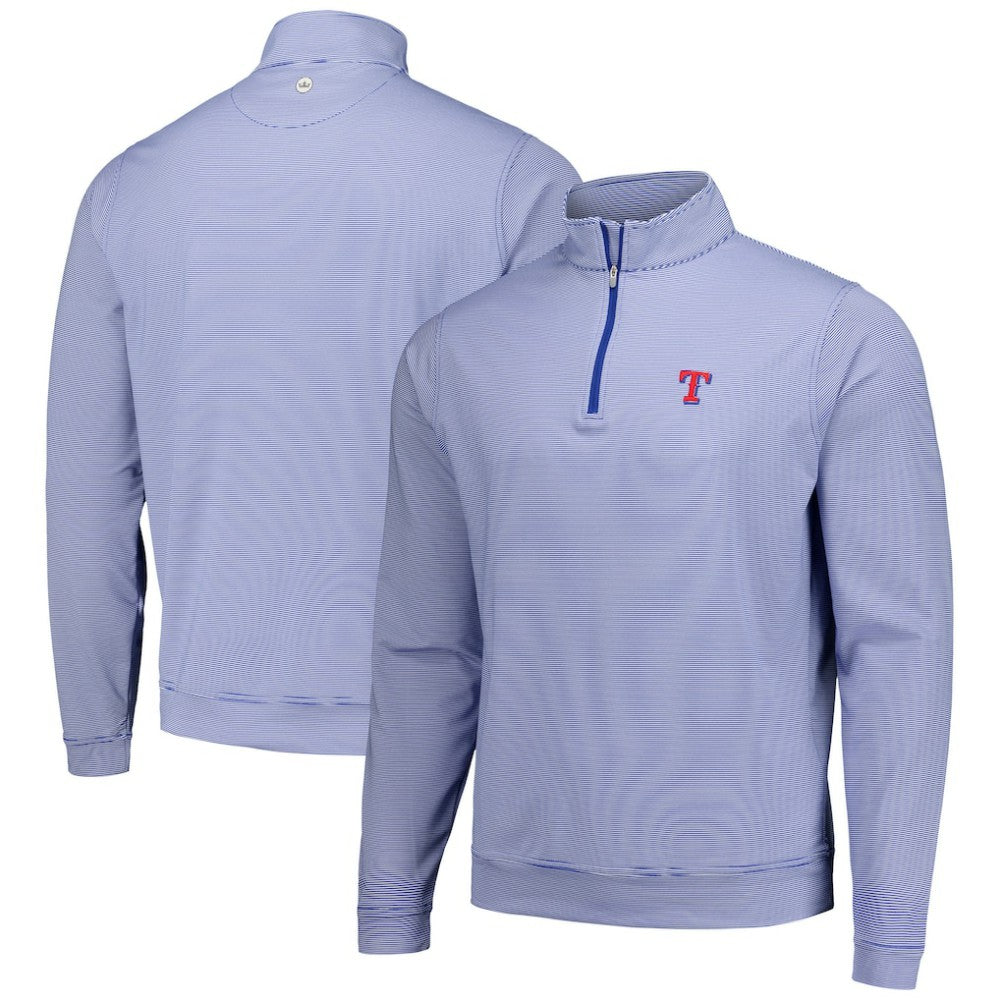 Texas Rangers Peter Millar Perth Sugar Stripe Performance Quarter-Zip Top - Royal - MLB Discount