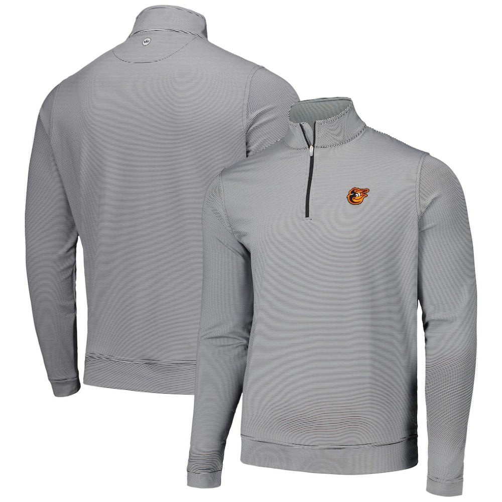 Baltimore Orioles Peter Millar Perth Sugar Stripe Performance Quarter-Zip Top - Black - MLB on Sale