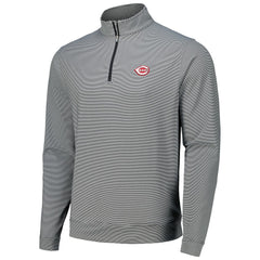 Cincinnati Reds Peter Millar Perth Sugar Stripe Performance Quarter-Zip Top - Black - MLB Discount