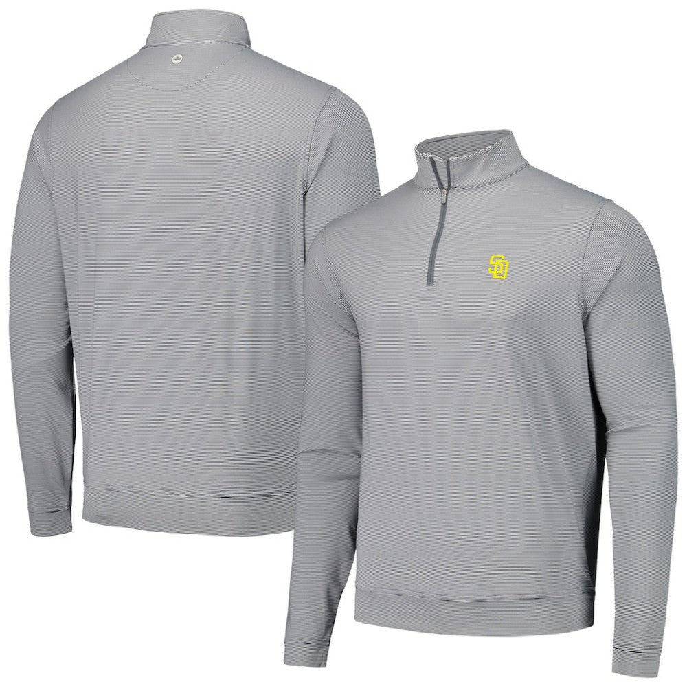 San Diego Padres Peter Millar Perth Sugar Stripe Performance Quarter-Zip Top - Black - MLB Discount