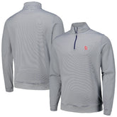 St. Louis Cardinals Peter Millar Perth Sugar Stripe Performance Quarter-Zip Top - Navy - MLB Sale