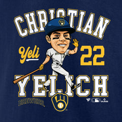 Christian Yelich Milwaukee Brewers Fanatics Hometown Caricature T-Shirt - Navy - Fanatics on Sale