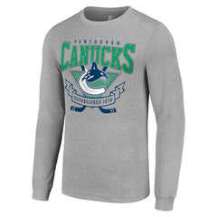 Vancouver Canucks Starter '80s Inspired Team Logo Long Sleeve T-Shirt - Heather Gray - NHL 201591849