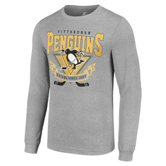 Pittsburgh Penguins Starter '80s Inspired Team Logo Long Sleeve T-Shirt - Heather Gray - NHL 201591856