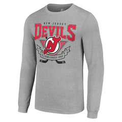 New Jersey Devils Starter '80s Inspired Team Logo Long Sleeve T-Shirt - Heather Gray - NHL 201591858