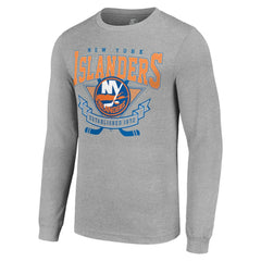 New York Islanders Starter '80s Inspired Team Logo Long Sleeve T-Shirt - Heather Gray - NHL 201591860