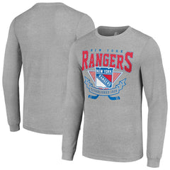 New York Rangers Starter '80s Inspired Team Logo Long Sleeve T-Shirt - Heather Gray - NHL 201591861