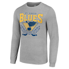 St. Louis Blues Starter '80s Inspired Team Logo Long Sleeve T-Shirt - Heather Gray - NHL 201591862