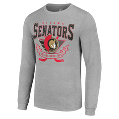 Ottawa Senators Starter '80s Inspired Team Logo Long Sleeve T-Shirt - Heather Gray - NHL 201591863