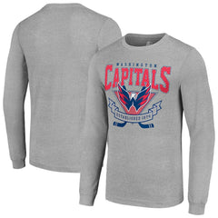 Washington Capitals Starter '80s Inspired Team Logo Long Sleeve T-Shirt - Heather Gray - NHL 201591869