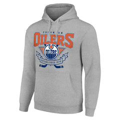 Edmonton Oilers Starter Team Logo Graphic Fleece Tri-Blend Pullover Hoodie - Heather Gray - NHL 201591933