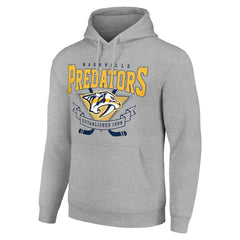Nashville Predators Starter Team Logo Graphic Fleece Tri-Blend Pullover Hoodie - Heather Gray - NHL 201591938