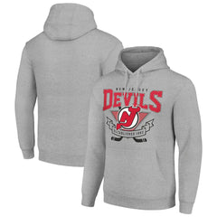 New Jersey Devils Starter Team Logo Graphic Fleece Tri-Blend Pullover Hoodie - Heather Gray - NHL 201591939