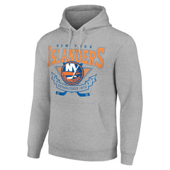 New York Islanders Starter Team Logo Graphic Fleece Tri-Blend Pullover Hoodie - Heather Gray - NHL 201591941