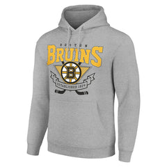 Boston Bruins Starter Team Logo Graphic Fleece Tri-Blend Pullover Hoodie - Heather Gray - NHL 201591942