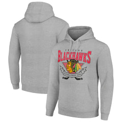 Chicago Blackhawks Starter Team Logo Graphic Fleece Tri-Blend Pullover Hoodie - Heather Gray - NHL 201591952