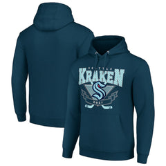 Seattle Kraken Starter Team Logo Graphic Fleece Tri-Blend Pullover Hoodie - Deep Sea Blue - NHL 201591956