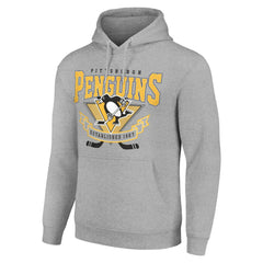 Pittsburgh Penguins Starter Team Logo Graphic Fleece Tri-Blend Pullover Hoodie - Heather Gray - NHL 201591968