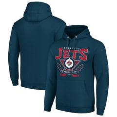 Winnipeg Jets Starter Team Logo Graphic Fleece Tri-Blend Pullover Hoodie - Navy - NHL 201591974