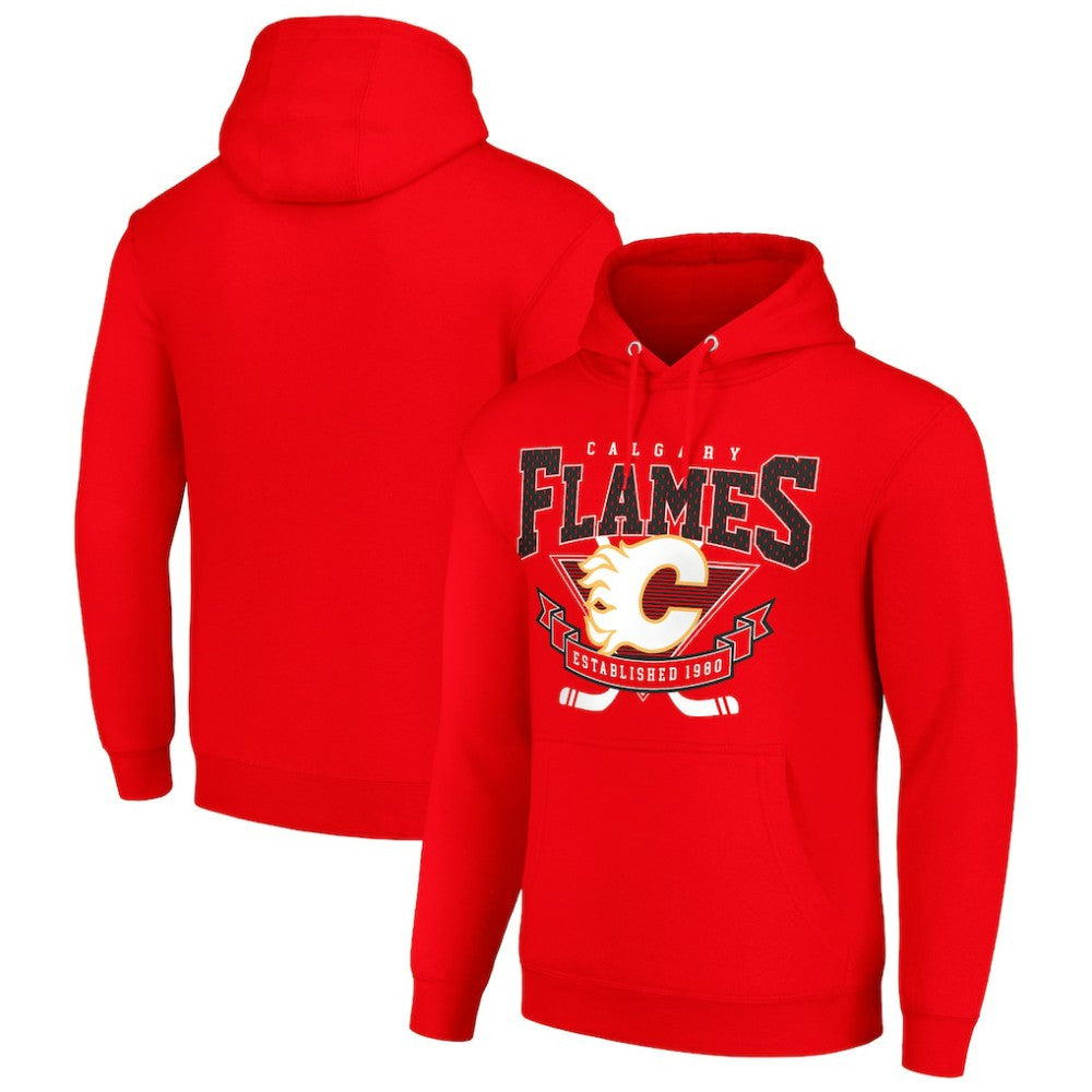 Calgary Flames Starter Team Logo Graphic Fleece Tri-Blend Pullover Hoodie - Red - NHL 201591975