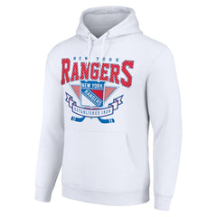 New York Rangers Starter Team Logo Graphic Fleece Tri-Blend Pullover Hoodie - White - NHL 201591985