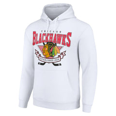 Chicago Blackhawks Starter Team Logo Graphic Fleece Tri-Blend Pullover Hoodie - White - NHL 201592019